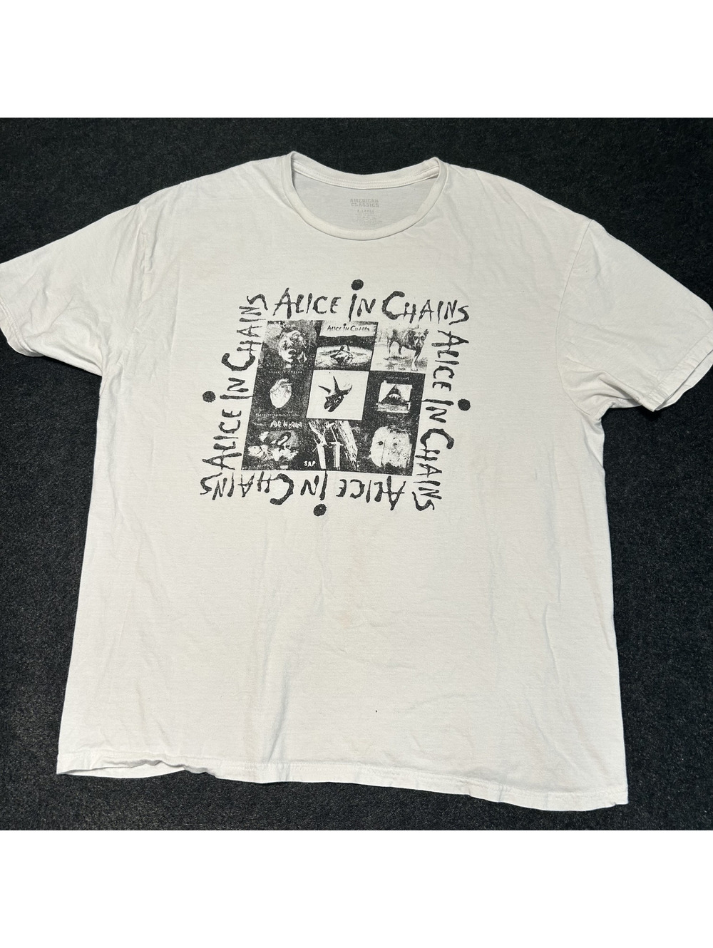 Alice in Chains Band T-Shirt White Collage Logo Rock Concert Merch Men's Size XL